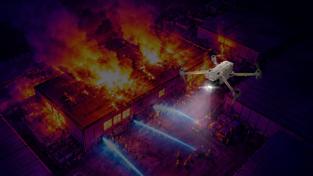 thermal drone detecting wildfire hotspots at night for firefighting operations
