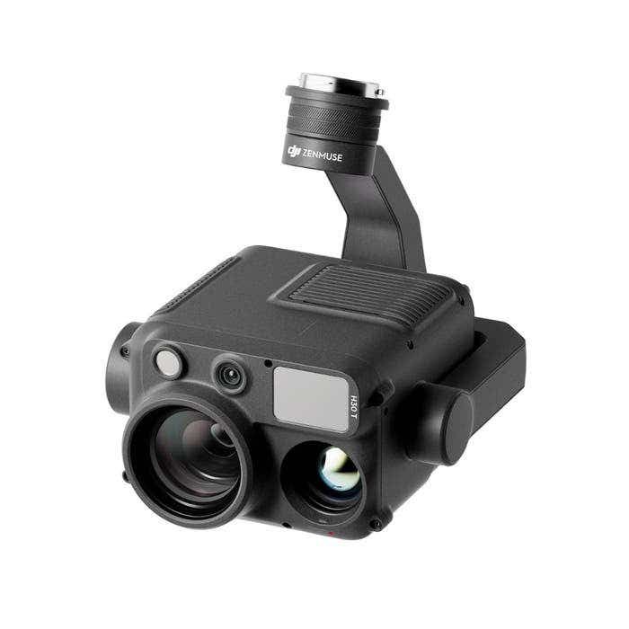 DJI Zenmuse H30T camera, front view showing thermal and zoom lenses