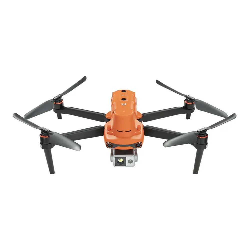 Vibrant orange Autel EVO II Dual 640T RTK Rugged Bundle V3 in front angle showing camera