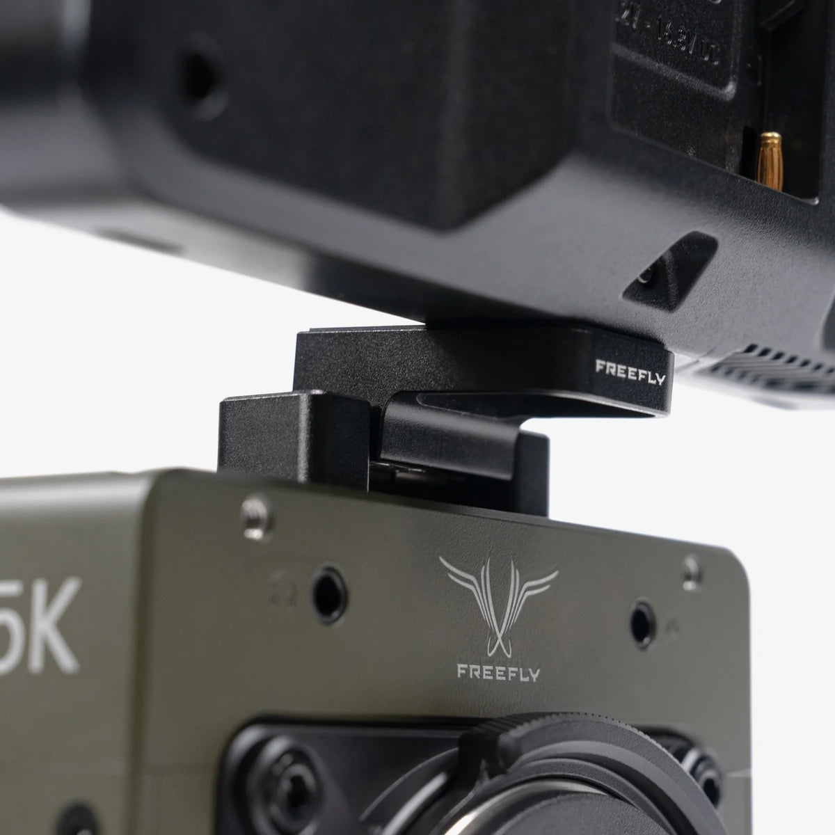 Freefly Adjustable Accessory Mount supporting a monitor on an Ember S5K camera