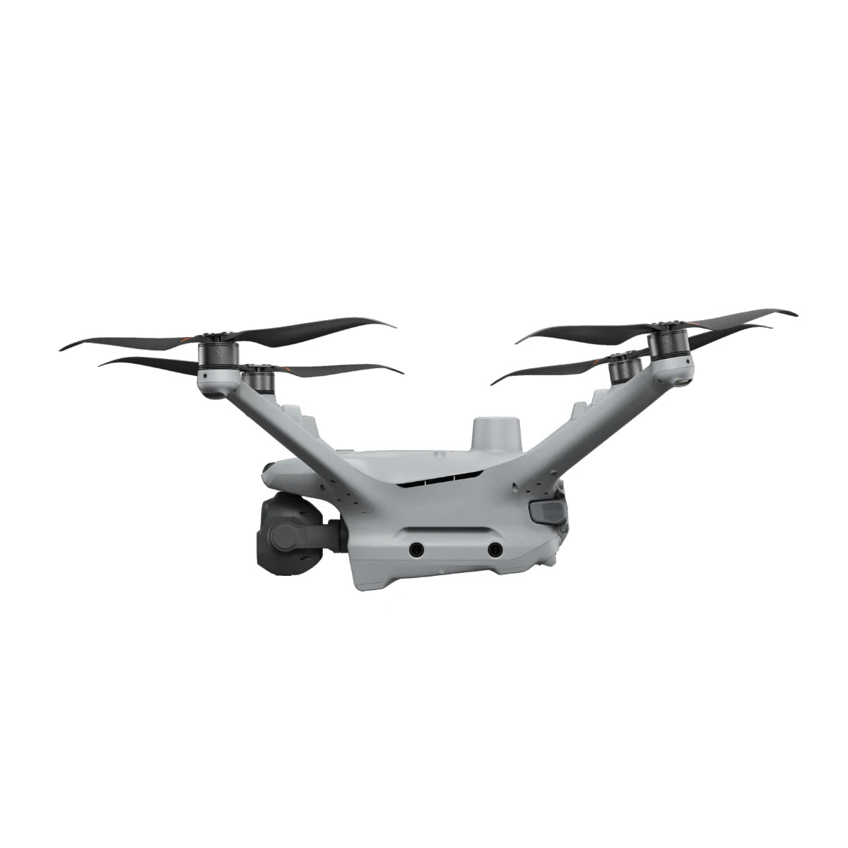 DJI Matrice 4D drone, front three-quarter view with arms and propellers extended