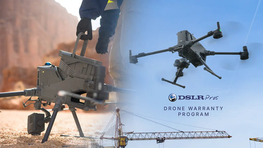 Enterprise DJI drone covered under DSLRPros warranty on industrial site.
