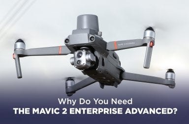 A gray quadcopter drone with a camera hovers mid-air against a light gradient background. The text below reads, "Why Do You Need."