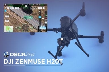 DJI Zenmuse H20T mounted on the Matrice 300 RTK showcasing thermal imaging, hybrid zoom camera, laser rangefinder, and enterprise aerial inspection capabilities.