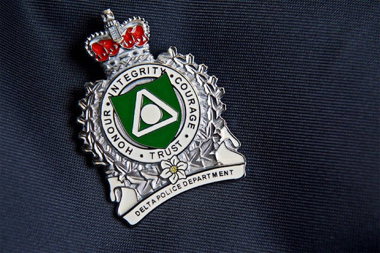 Delta Police Department badge representing the Canadian law enforcement agency recognized for integrating DJI drones and advanced technology into public safety operations.