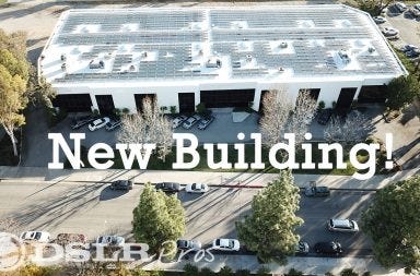 Aerial view of the new DSLRPros 15,000-square-foot headquarters in Chatsworth, California, supporting enterprise drone sales, training, technical support, and mission-ready UAV solutions.