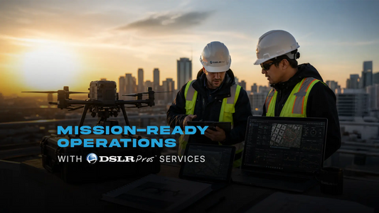 DSLRPros field specialists deploying enterprise drone technology for operational use at an industrial site.