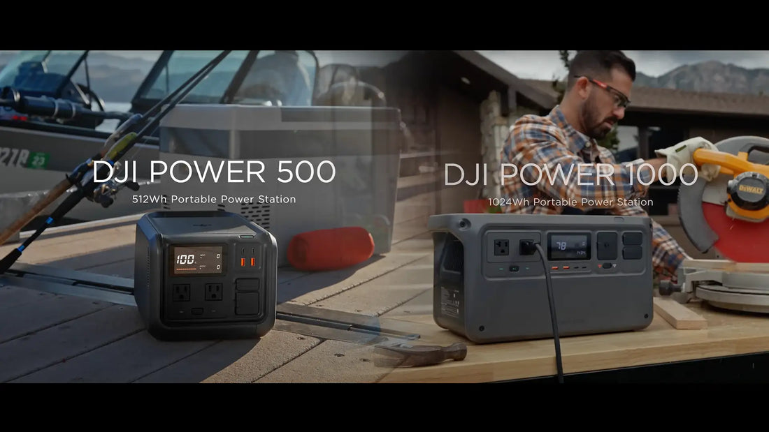 DJI Power 500 and DJI Power 1000 portable power stations for outdoor adventures, fieldwork, emergency backup, and remote job sites.