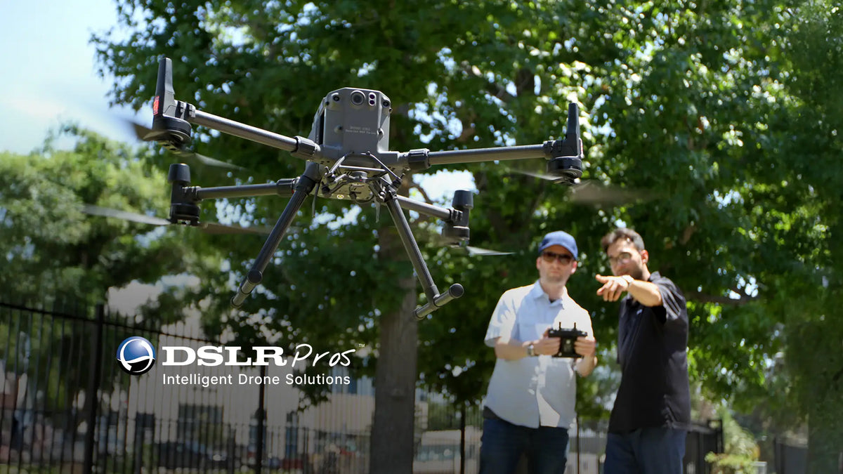 DSLRPros instructor guiding an enterprise drone operator during DJI Matrice 350 RTK flight training, emphasizing practical experience, mission planning, and operational readiness.