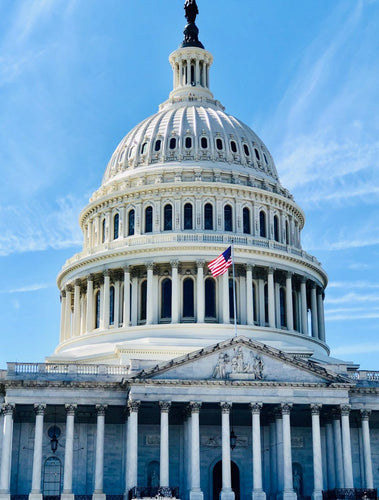 Close-up of the U.S. Capitol dome in Washington, D.C., symbolizing federal legislation supporting drone infrastructure inspection grants and innovation.