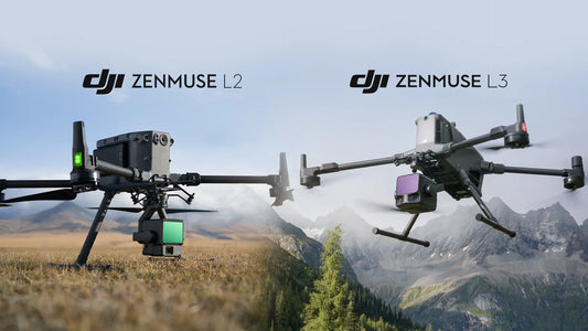 DJI enterprise drone performing LiDAR mapping over large terrain with scanning overlay