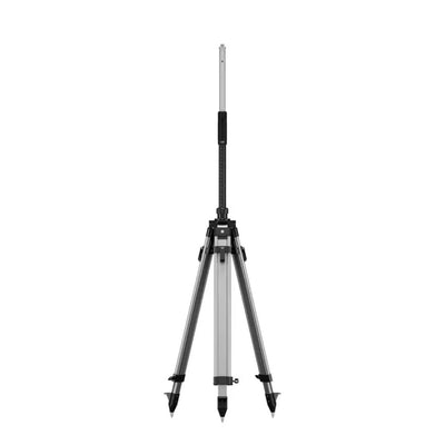 DJI D-RTK 3 survey pole and tripod shown collapsed for transport