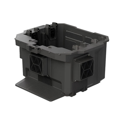 DJI DB2160 Air-Cooled Heat Sink, front three-quarter view with open battery compartment