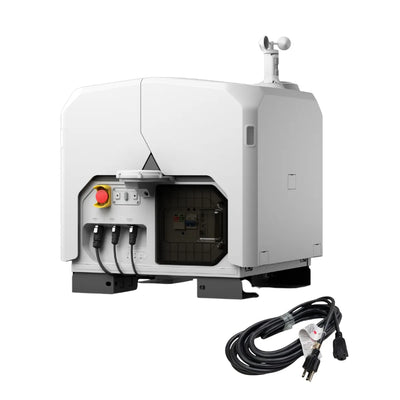 DJI Dock 3 exterior connection panel opened with power cable attached