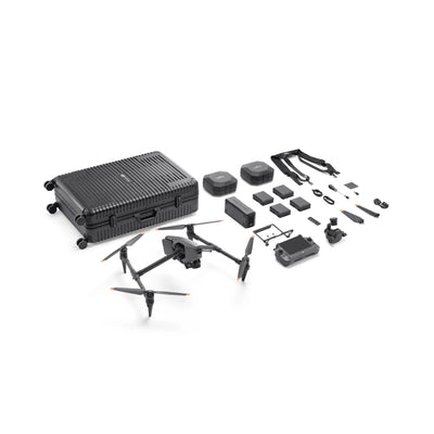 DJI Inspire 3 Ready to Film Bundle contents with drone, rolling case, batteries, controller, and accessories