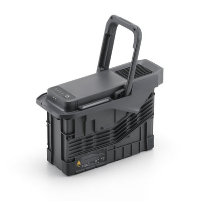 DJI TB100 Intelligent Flight Battery, top three-quarter view with carrying handle raised