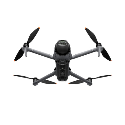 DJI Mavic 4 Pro drone, straight-on front view with arms and propellers extended