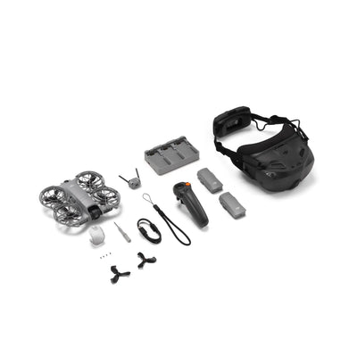 DJI Neo 2 Motion Fly More Combo contents with drone, goggles, motion controller, batteries, and accessories