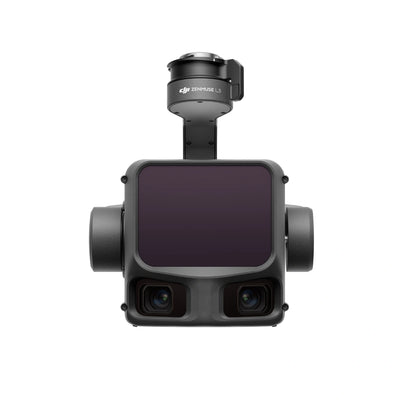 DJI Zenmuse L3 LiDAR sensor, straight-on front view showing the scanner and cameras