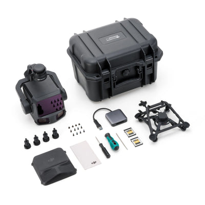DJI Zenmuse L3 kit with sensor, protective case, mounting frame, cables, tools, and accessories