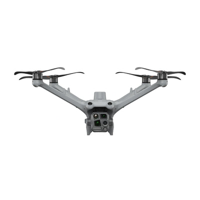 DJI Matrice 4TD aircraft, straight-on front view showing the multi-sensor camera