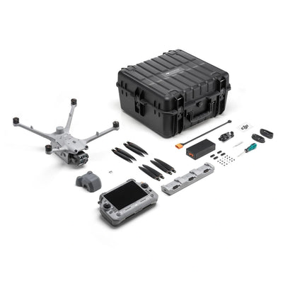 DJI Matrice 4TD standalone unit and accessories arranged beside the open hard case