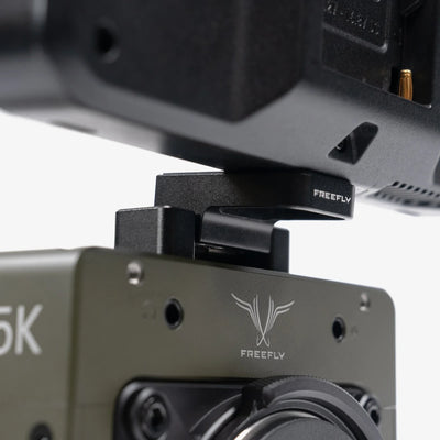 Freefly Adjustable Accessory Mount supporting a monitor on an Ember S5K camera