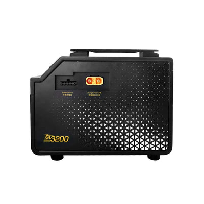 Freefly Tattu TA3200 dual-channel smart charger, side view showing handle and ports