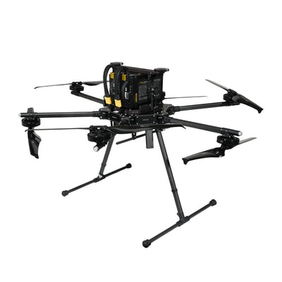 Inspired Flight IF1200 mapping drone, rear three-quarter view showing dual batteries
