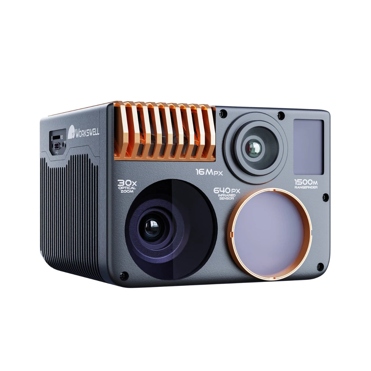 Workswell WIRIS Enterprise thermal camera, front angle showing its sensor array