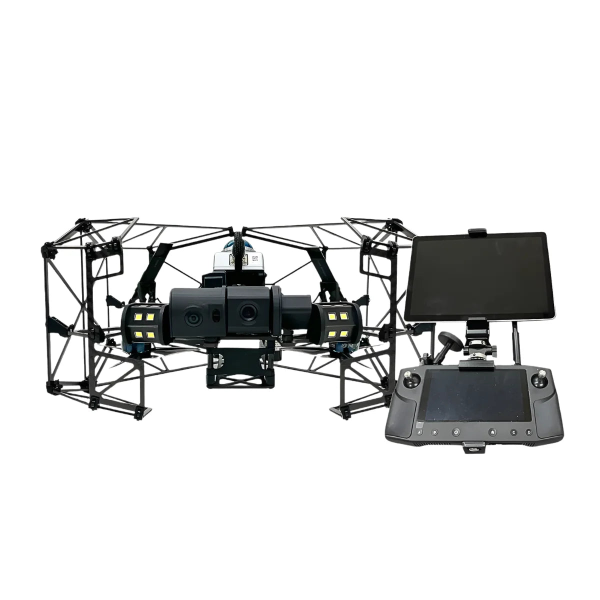 Nolvis X1 indoor inspection drone and remote controller, front view