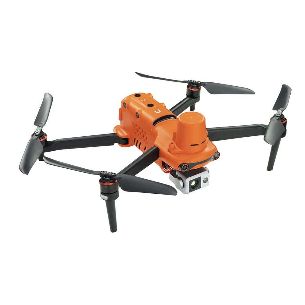 Vibrant orange Autel EVO II Dual 640T RTK Rugged Bundle V3 in front angle showing camera