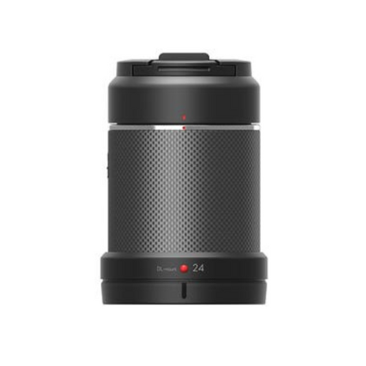DJI Zenmuse X7 DL 24mm f/2.8 LS ASPH Lens, front view showcasing its sleek cylindrical design, compatible with Zenmuse X7 camera for high-resolution aerial photography and videography